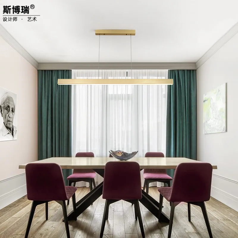 Медная люстра дизайнерская полоса стол Ресторан барная стойка Современный