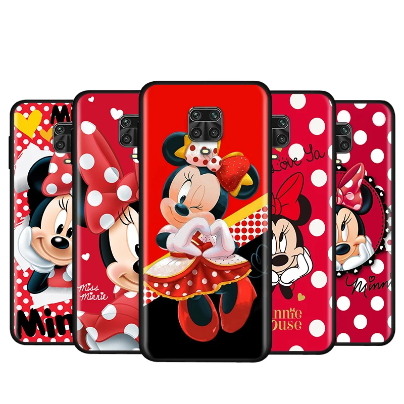 

Phone Case For Xiaomi Redmi Note 4 4X 5A 5 6 7 8T 8 9T 9S 9 10 10S Prime Pro Max Disney Minnie Mouse Point Black Soft Cover