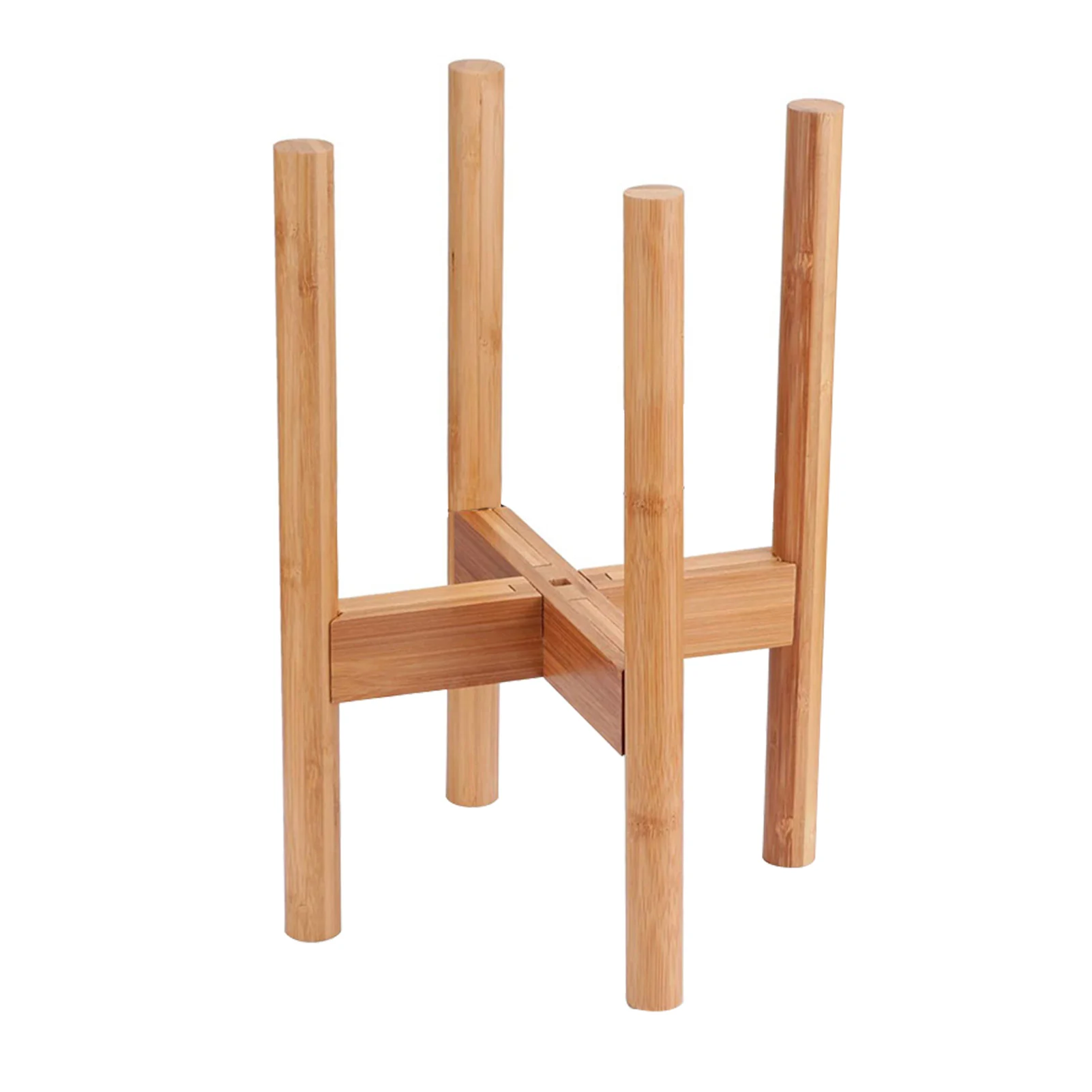 

Outdoor Garden Free Standing Home Plant Stand Durable Adjustable Width Display Rack Backyard Balcony Easy Install Bamboo Shelf
