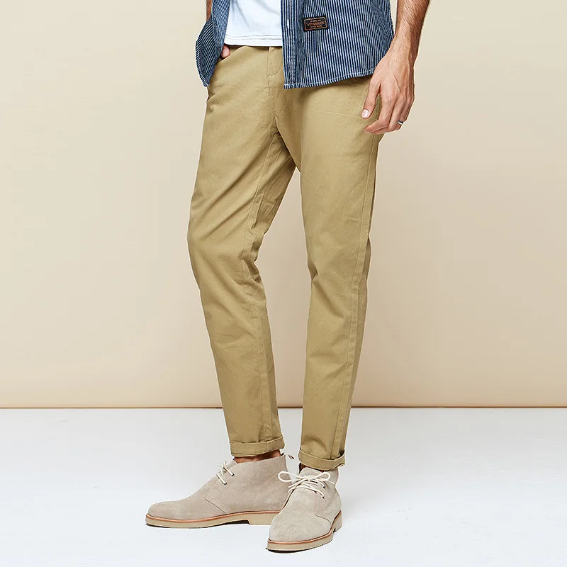 Мужские повседневные брюки KUEGOU черные прямые из хлопка и спандекса облегающего