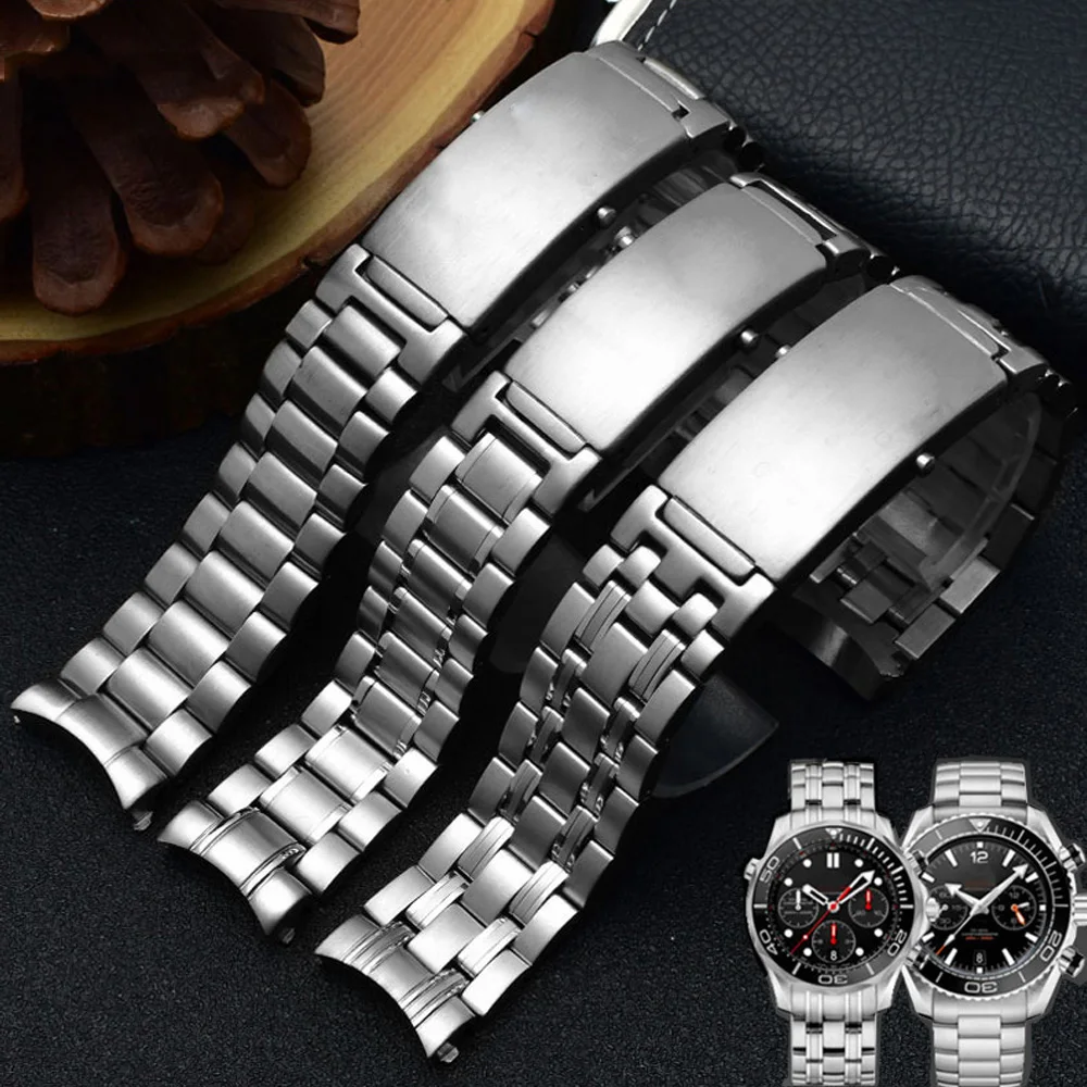 

Top brand Quality 316L 18/20/22mm Silver Stainless steel Watch Band For omega strap seamaster speedmaster planet ocean watchband