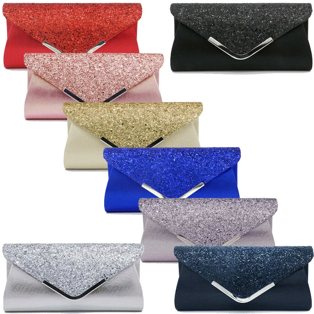 

Women Glitter Shiny Bling Women Evening Clutch Handbag Purse Wedding Party Prom Bag Hanbags