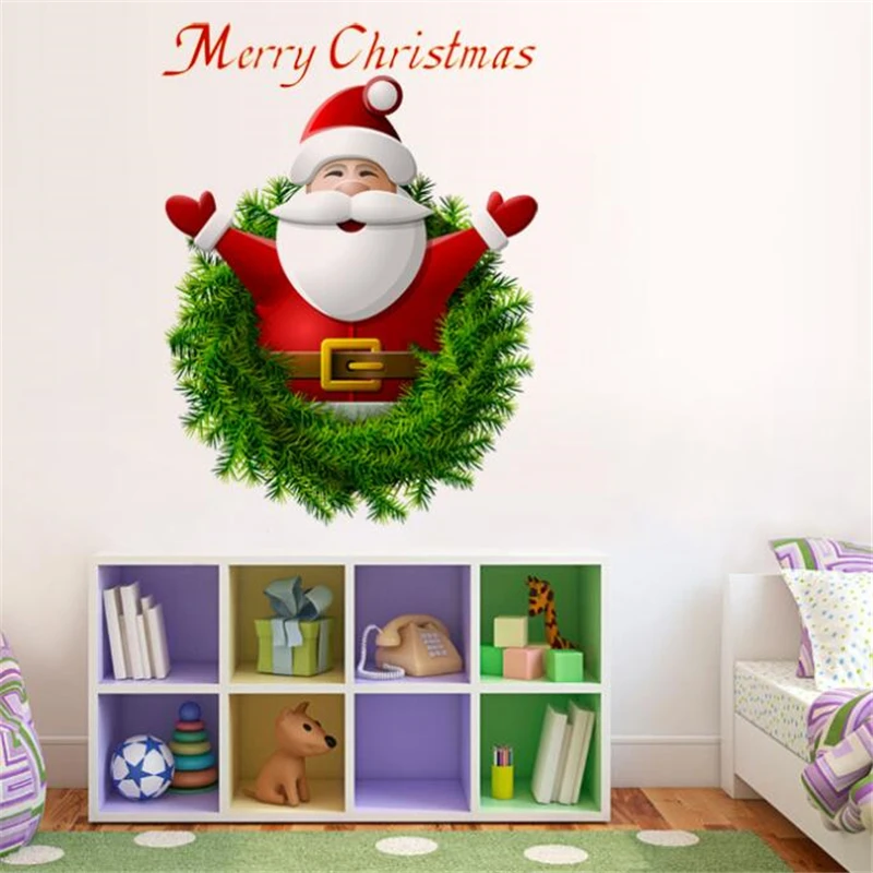 Счастливого Рождества Санта Клаус настенные наклейки украшение для магазина