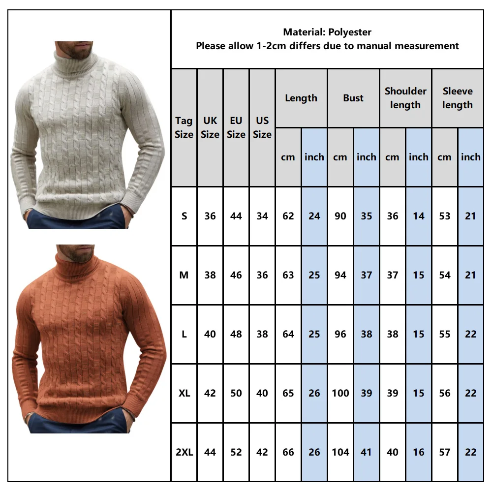 Осенне зимние мужские пуловеры свитера одноцветные водолазка Сельма вязаные