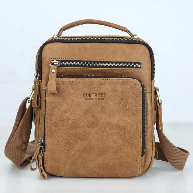 Factory supply casual leather men's shoulder messenger bag multifunctional fashion men's bag purse  genuine leather mini bag