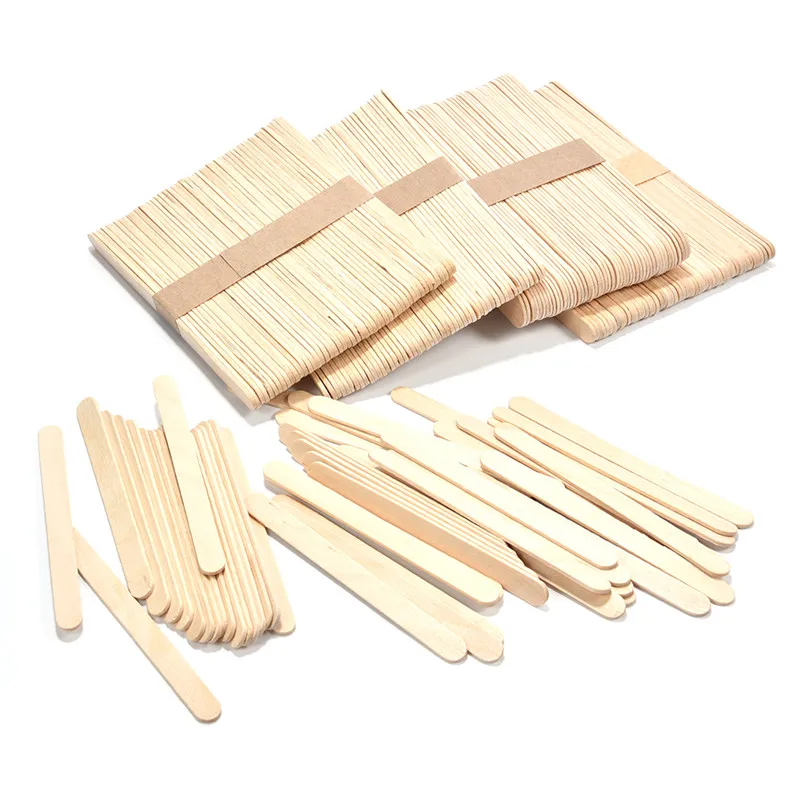 

50Pcs Wooden Popsicle Stick Kids Hand Crafts Art Ice Cream Lolly Cake DIY Making Funny Ice Cream Stick