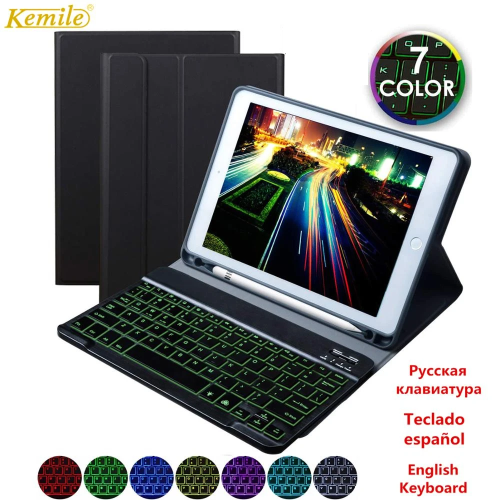 Чехол с испанско русской клавиатурой подсветкой для iPad 6 9 7 10 5 Pro 11 2020 2 Air 3 чехол