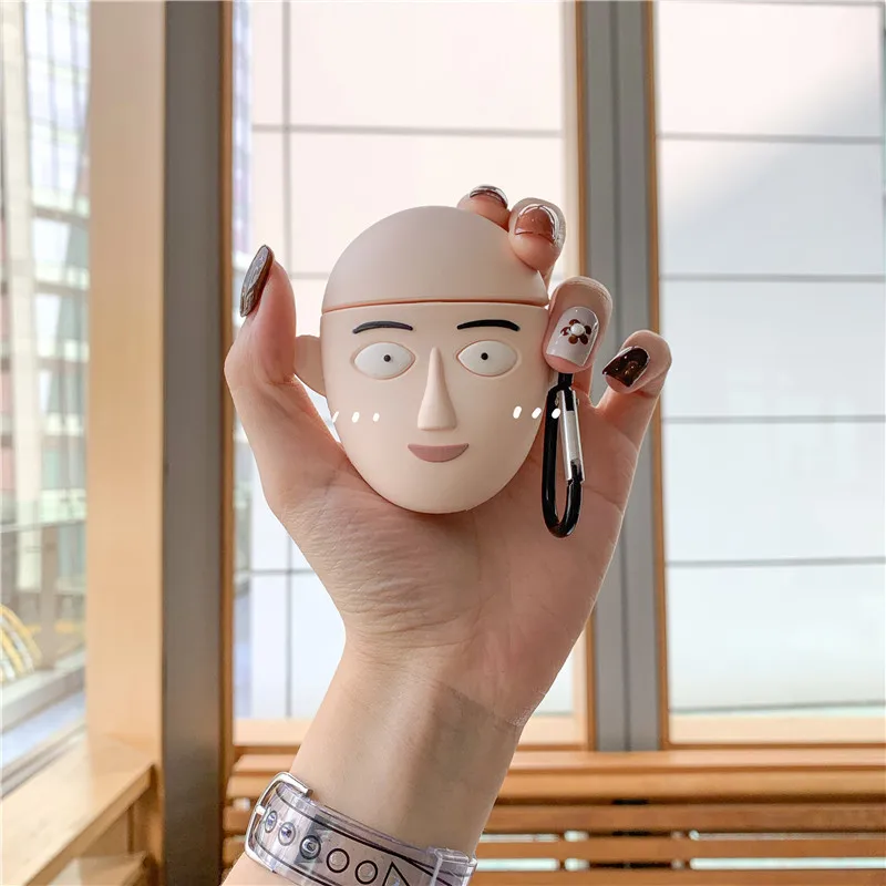 

For AirPods 1 2 Case Cute Cartoon ONE PUNCH MAN Anime Soft Silicone Earphone Cases For Apple Airpods Case Cover Funda Keychain