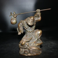 6chinese folk collection old bronze bodhidharma bodhidharma crossing the river statue gather wealth office ornaments town house