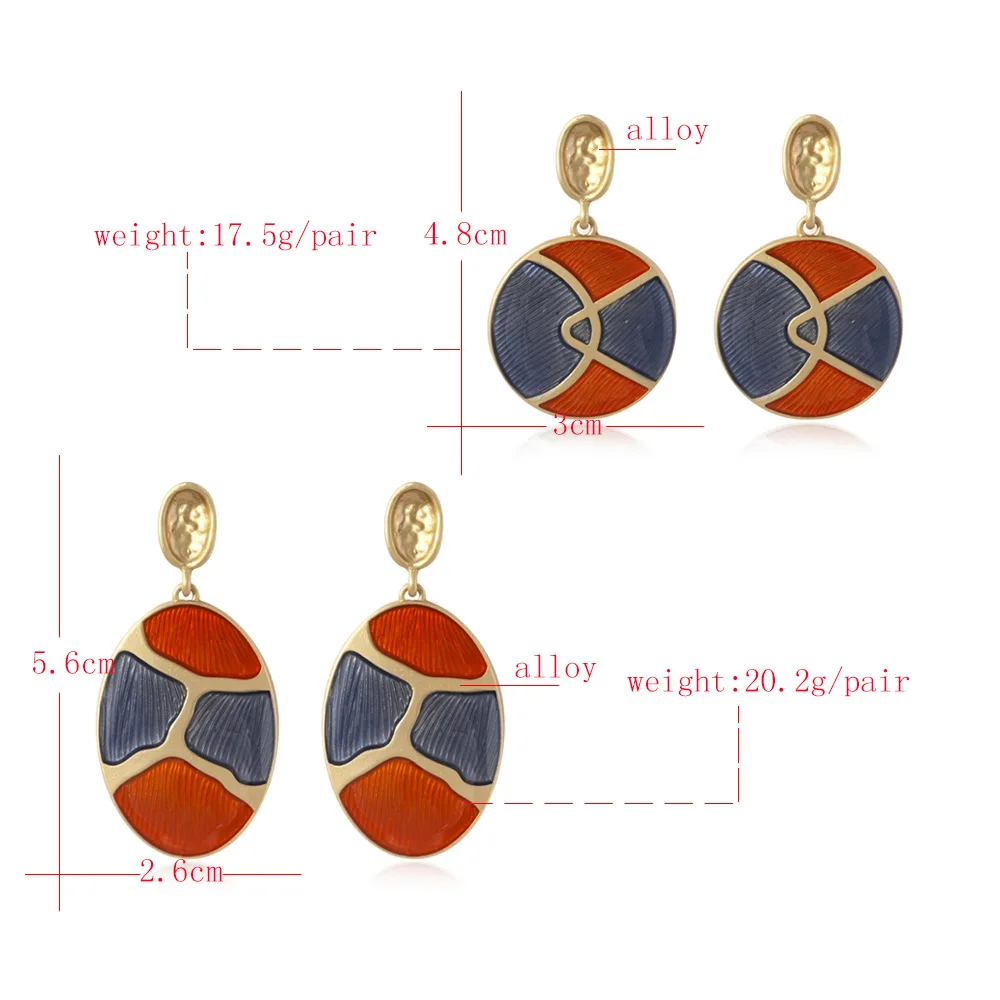 

VG 6YM Bohemian Colorful Drip Oil Round Drop Earrings For Women Metal Alloy Geometric Oval Dangle Earring Party Fashion Jewelry