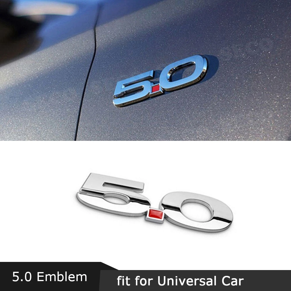 3D 5,0 эмблема разрядка этикетка односторонний значок украшение для Ford Mustang автомобиля боковое крыло багажник обшивка кузова черный серебристый