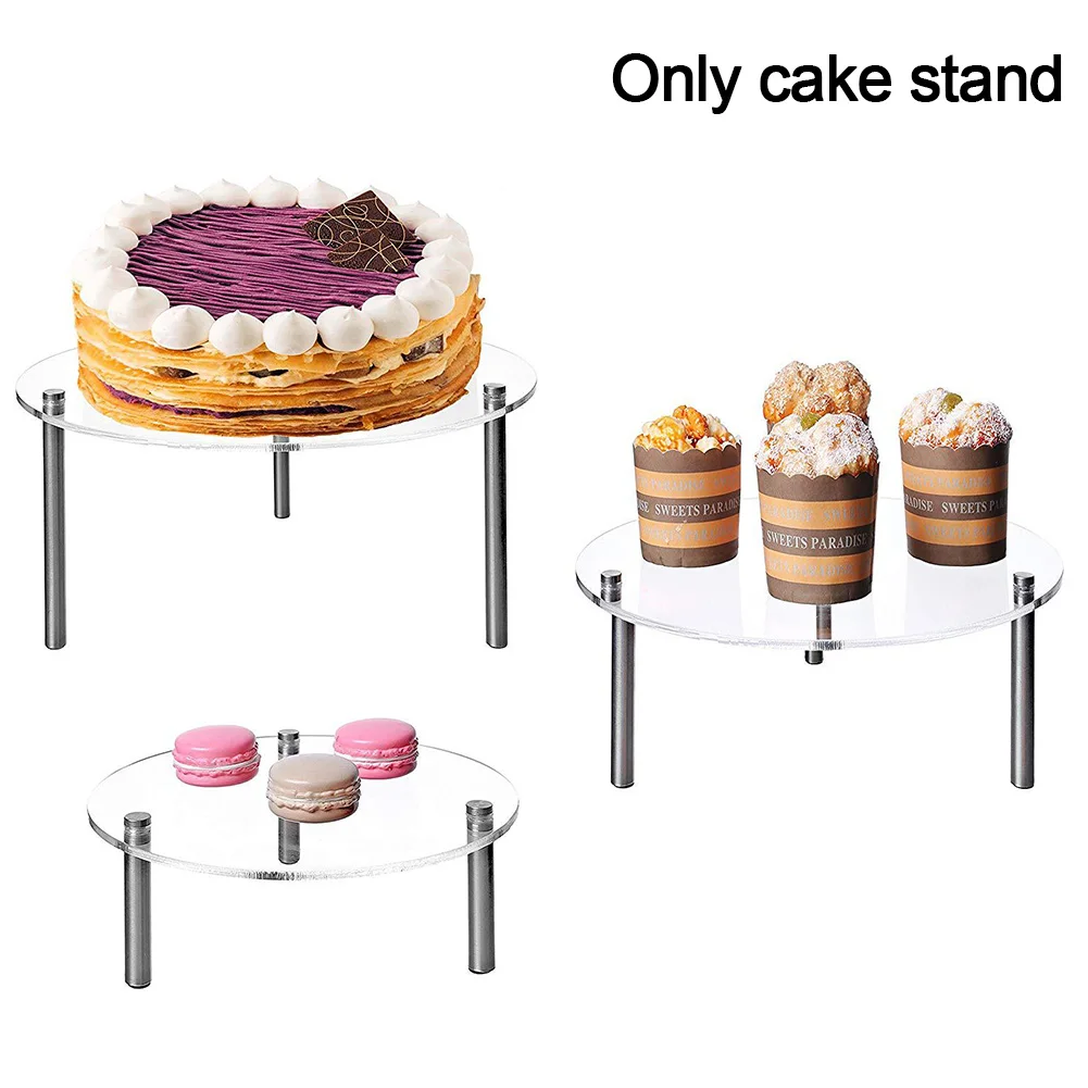 

Трехслойная Стандартная Круглая посуда для праздвечерние дня рождения, акриловая прозрачная подставка для торта со съемным дисплеем для с...