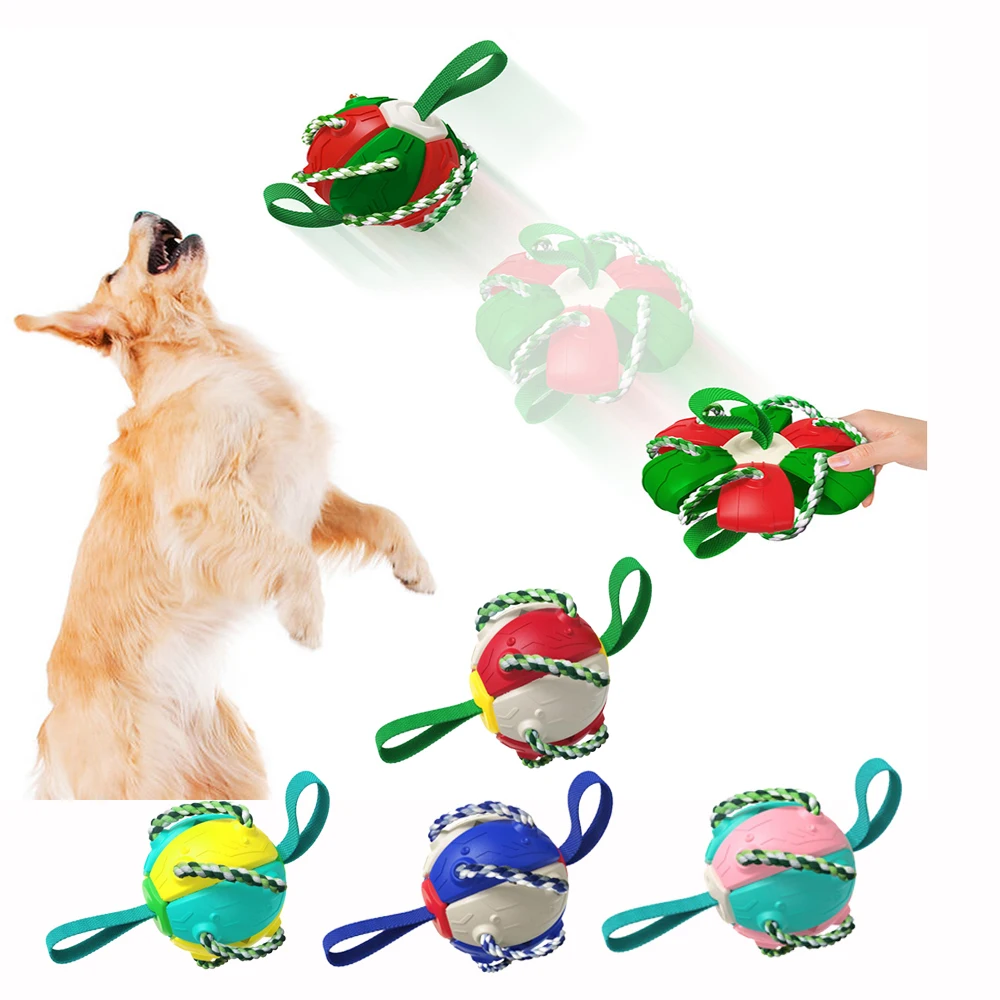 

Dog Toy Interactive Ball With Grab Tabs Pet Puzzle Toys Flying Discs Ball Dogs Enrichment Toys For Aggressive Chewers Cats Dog