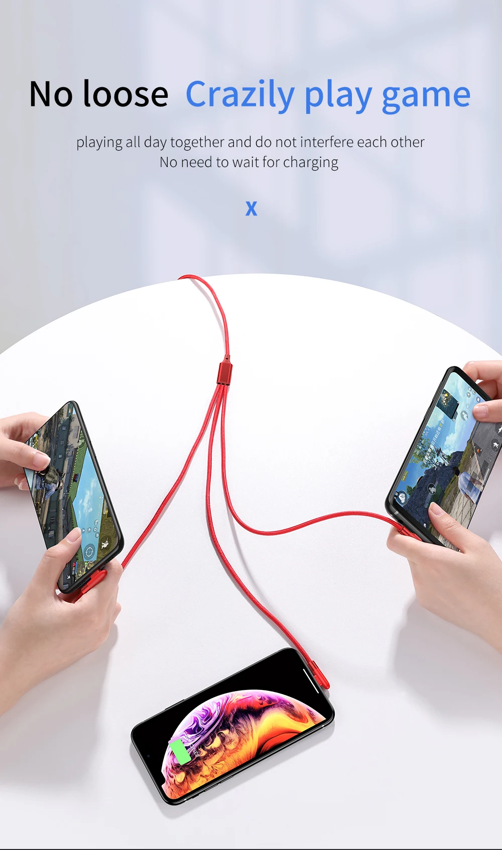 Joyroom JR-S-M98K, 1,2 м, 2 м, вес нетто г, алюминиевый сплав+ Плетеный материал, кабель для быстрой зарядки от одного до трех