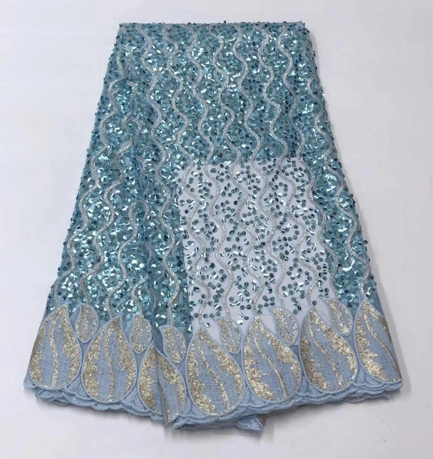 

RL1028 High Quality African sequin Milk Silk Guipure Cord Swiss Nigeria soluble Water Lace Fabric For dress Gift 5yard/lot