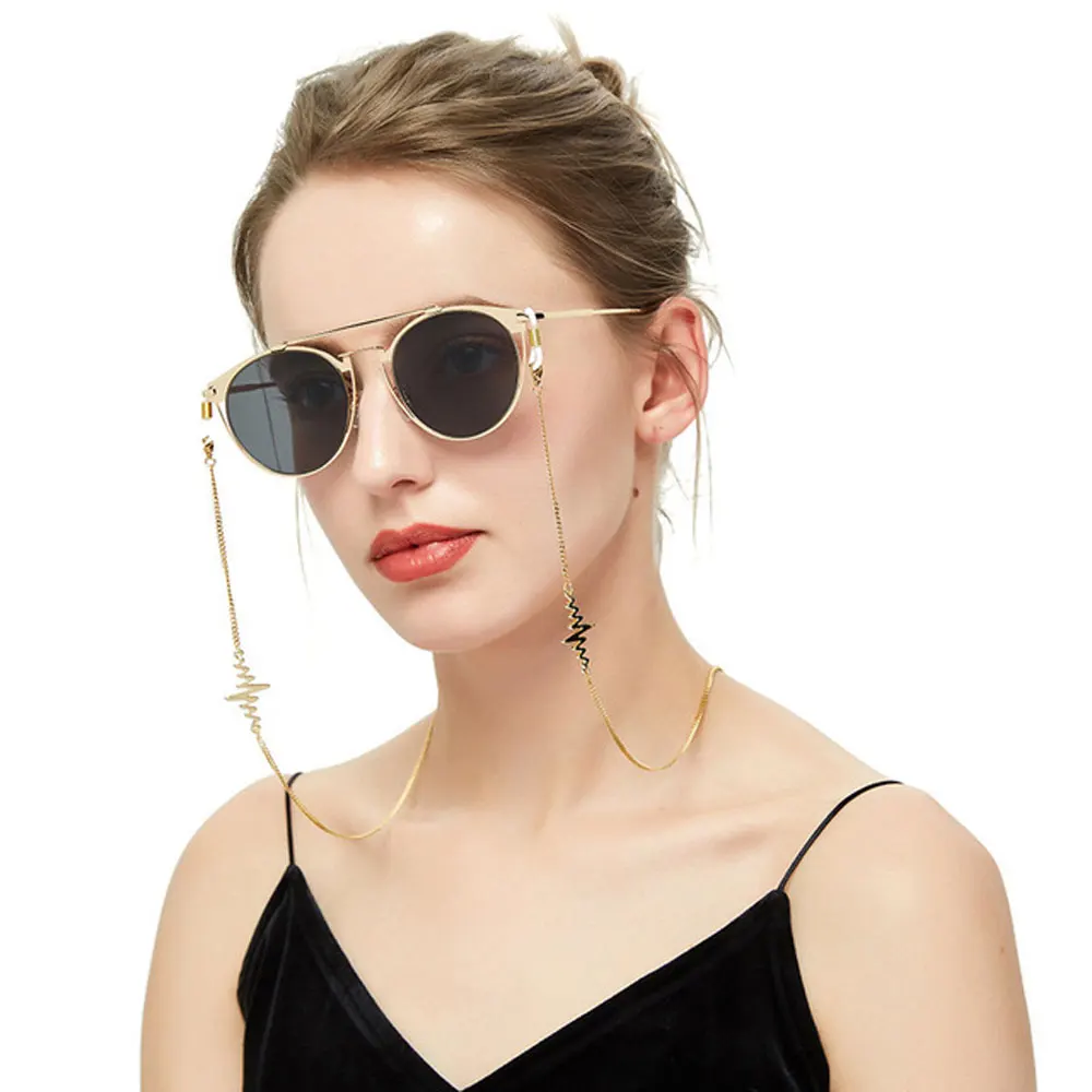 

Glasses Strap Retro Sunglasses Chain Mask Lanyard Golden Lightning Metal Neck Rope
