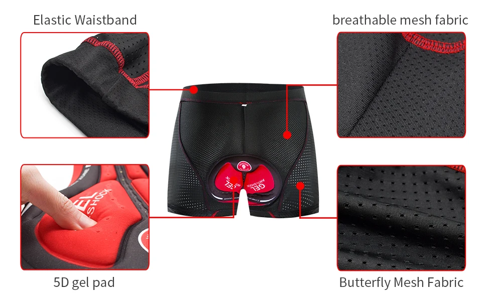 

Pro Men's MTB Mountain Bike Gel Padded Cycling Shorts Bicycle Short Pants With Zipper Pockets Lightweight Breathable