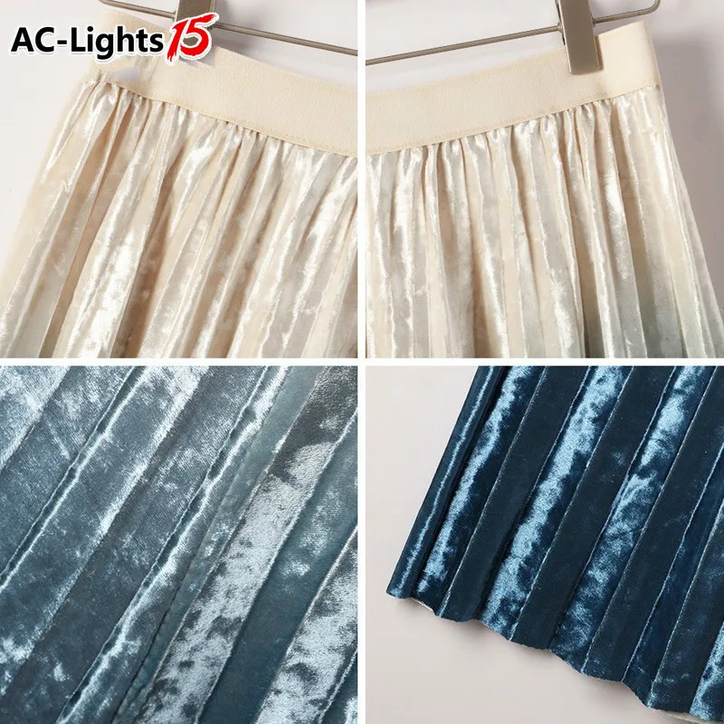 Юбка Женская Длинная с высокой талией плиссированная юбка А-силуэта в стиле