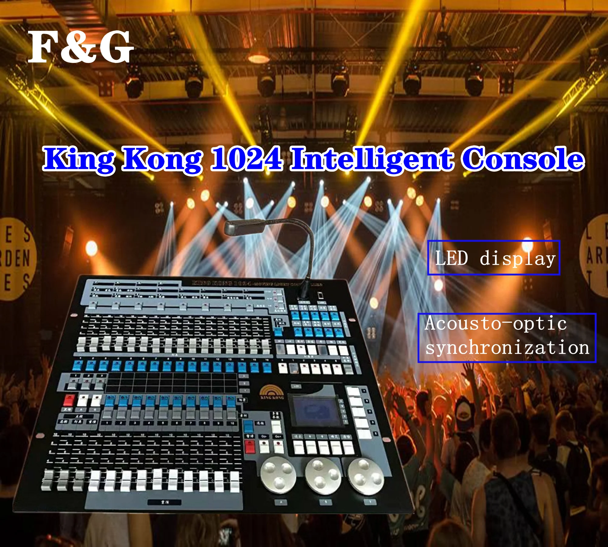 

F&G 1024 controller with flight case DMX 512 console, used for moving head light Led Par professional stage light DJ Light Disco