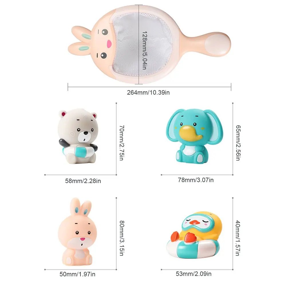 

5pcs Floating Bath Toys Mini Swimming Fishing Net Washing Swimming Toddler Toys Water Fun Water Scoop Bathtub Toy