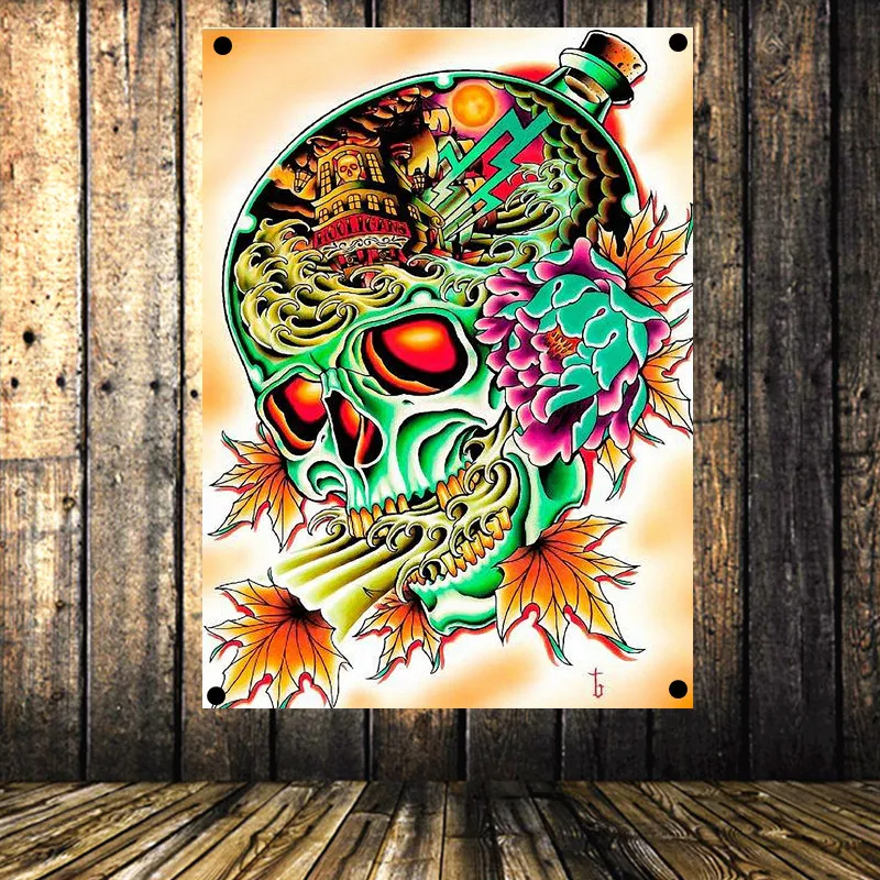 ВИНТАЖНЫЙ ПЛАКАТ с татуировкой флаг баннер настенная наклейка гобелен четырьмя