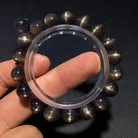 natural black sunstone moonstone flash bracelet 9 7mm women men stretch light crystal clear round beads aaaaaa