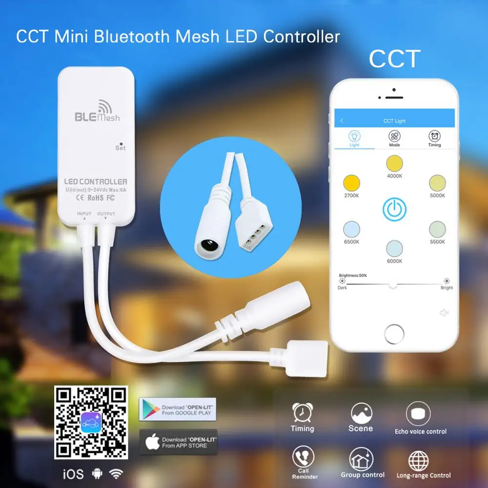 Mini Bluetooth LED Strip Controller for 3528 5050 Dimming RGB RGBW RGBCCT Light APP Android IOS DC9V-24V | Освещение