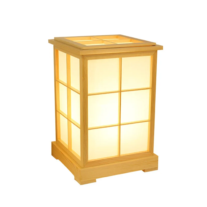 

Supply Japanese wood decorative table lamp camphor pine solid wood tatami bedroom bedside lamp Korean lamp