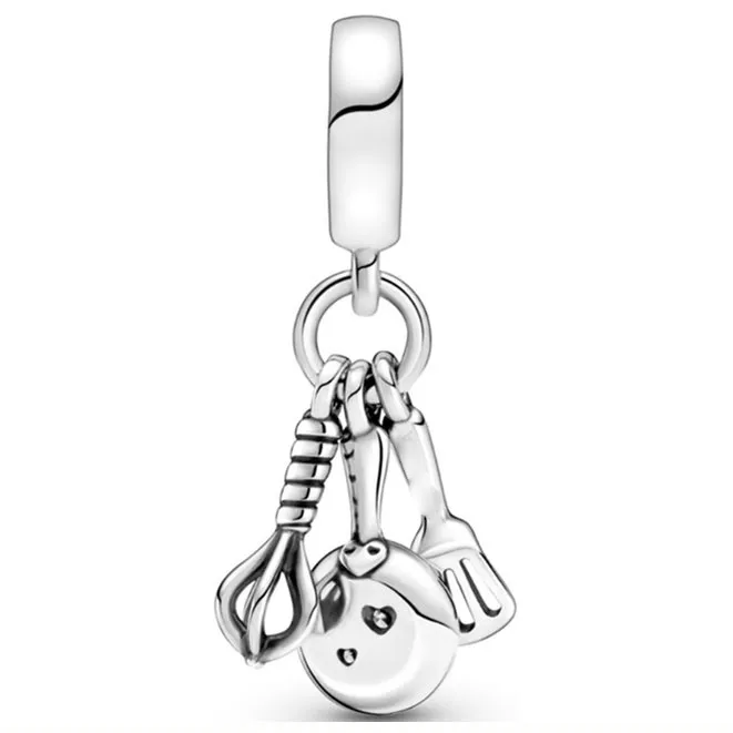 

2021 New 925 Sterling Silver Pan Charm Iron Pot, Frying Pan And Mixer Pendant, Suitable For Diy Bracelet As Jewelry