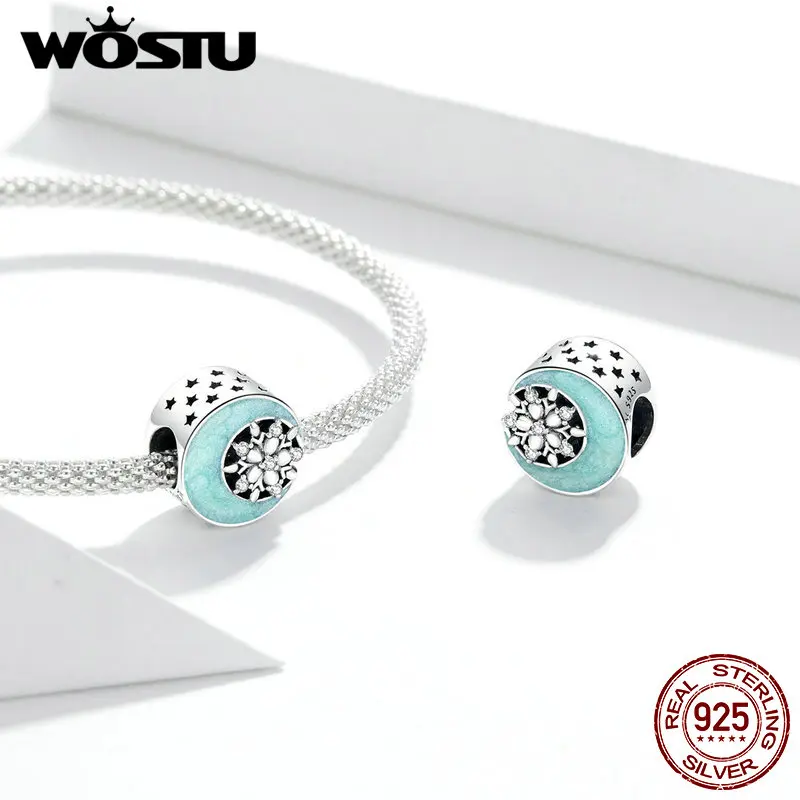 Подвеска для браслета из серебра в виде снега и лунного света | Украшения