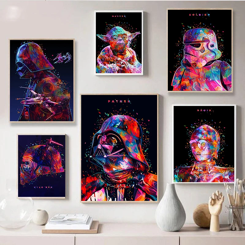 

Disney Movie Canvas Painting Star Wars Watercolor Posters and Prints Wall Art Pictures for Living Room Home Decoration Cuadros