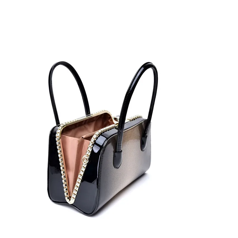 

Europe style high quality patent leather women's leather handbags brand boston messenger bag ladies evening clutch business tote