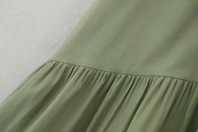 Дропшиппинг осень нерегулярные ropa mujer Винтаж оборками Зеленый Хлопок Женское