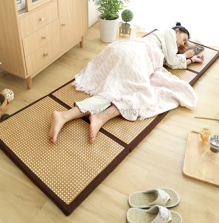 

New Arrival Japanese Style kids cushion summer folding floor cushion Rattan tatami cushion travel cushion for bedroom