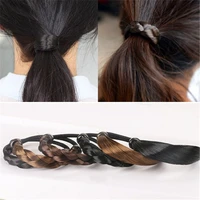 hot sales women hairband elastic hair band rubber headband scrunchie fake hair for women hair accessories tc011801