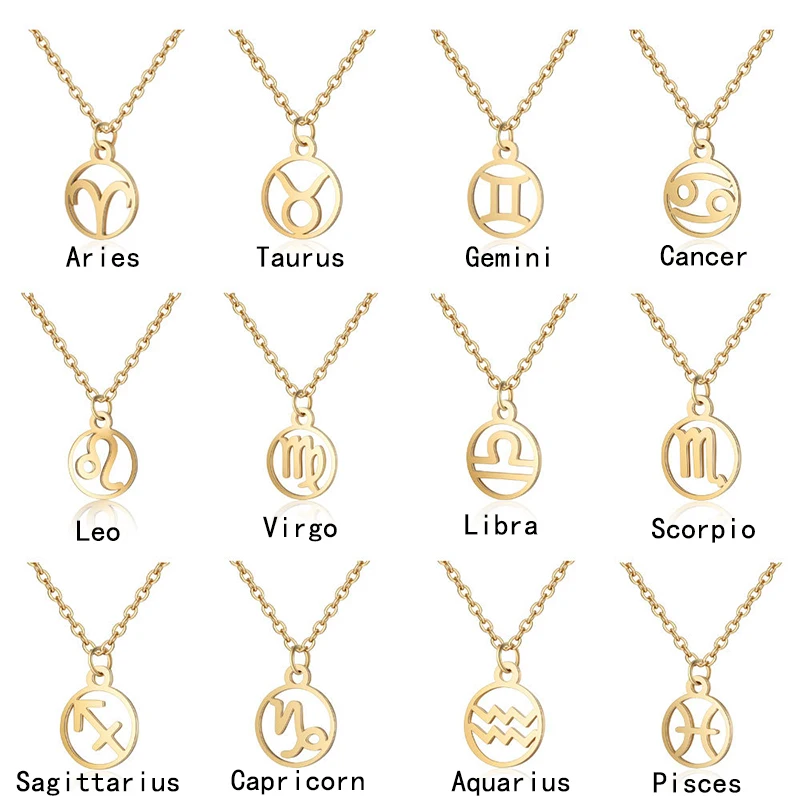 Модное ожерелье из нержавеющей стали 12 знаков зодиака Золотая подвеска Овен