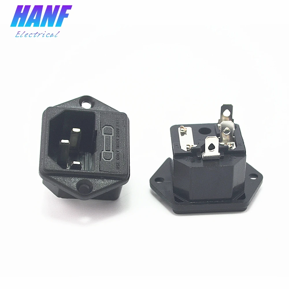 1 шт. 3Pin 250В 10A IEC 320 C14 Мужской Шнур питания на входе розетка разъем с держателем