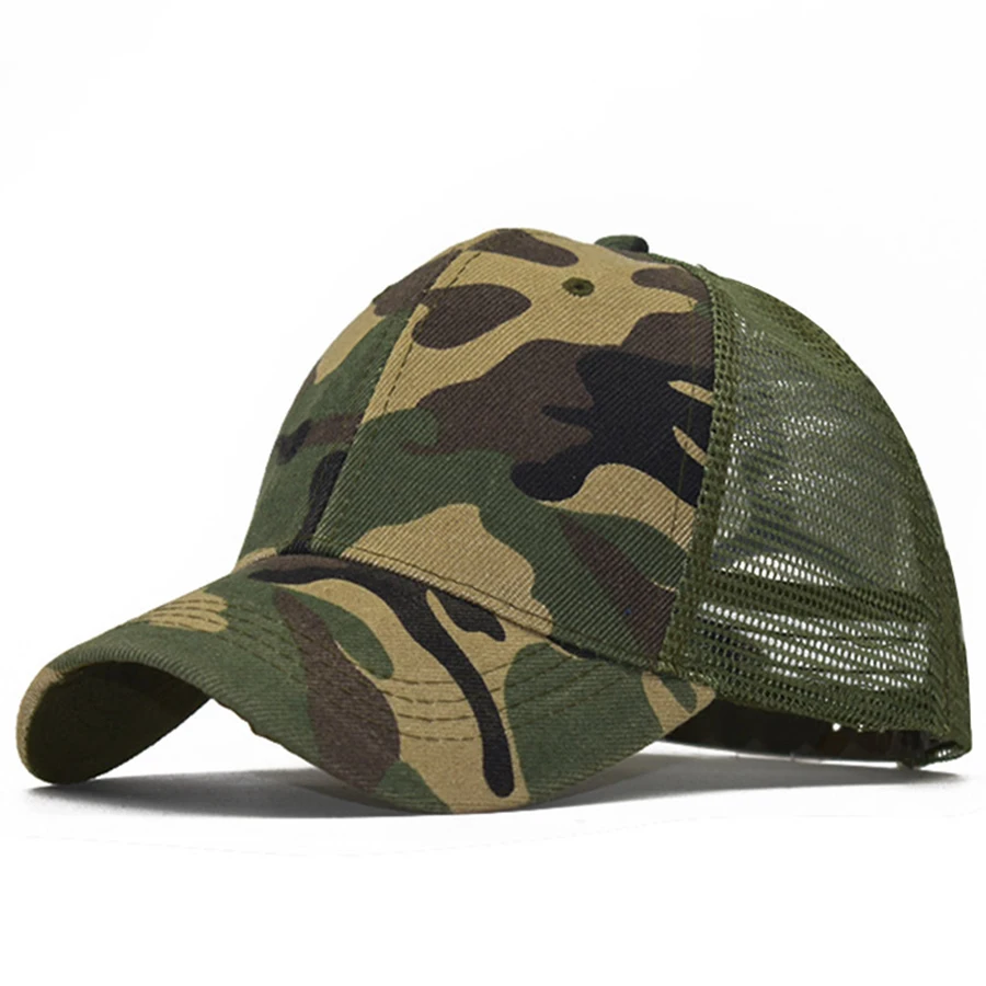 

Adult Unisex Baseball Cap Cotton Polyester Adjustable Closure 6 Panels Fast Dry Camouflage Truck Mesh Hat for Women Men Outdoor