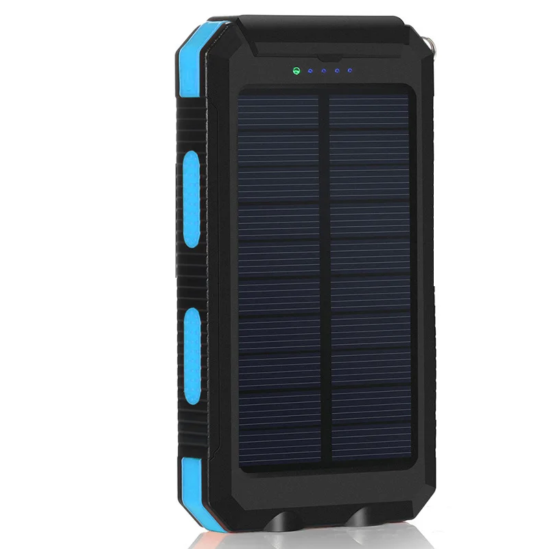 black blue Солнечный внешний аккумулятор водонепроницаемый IP67 Технология светодиодный внешний аккумулятор Carregador Portatil power Bank для Xiao mi Iphone XR mi Poverbank - Цвет: black blue
