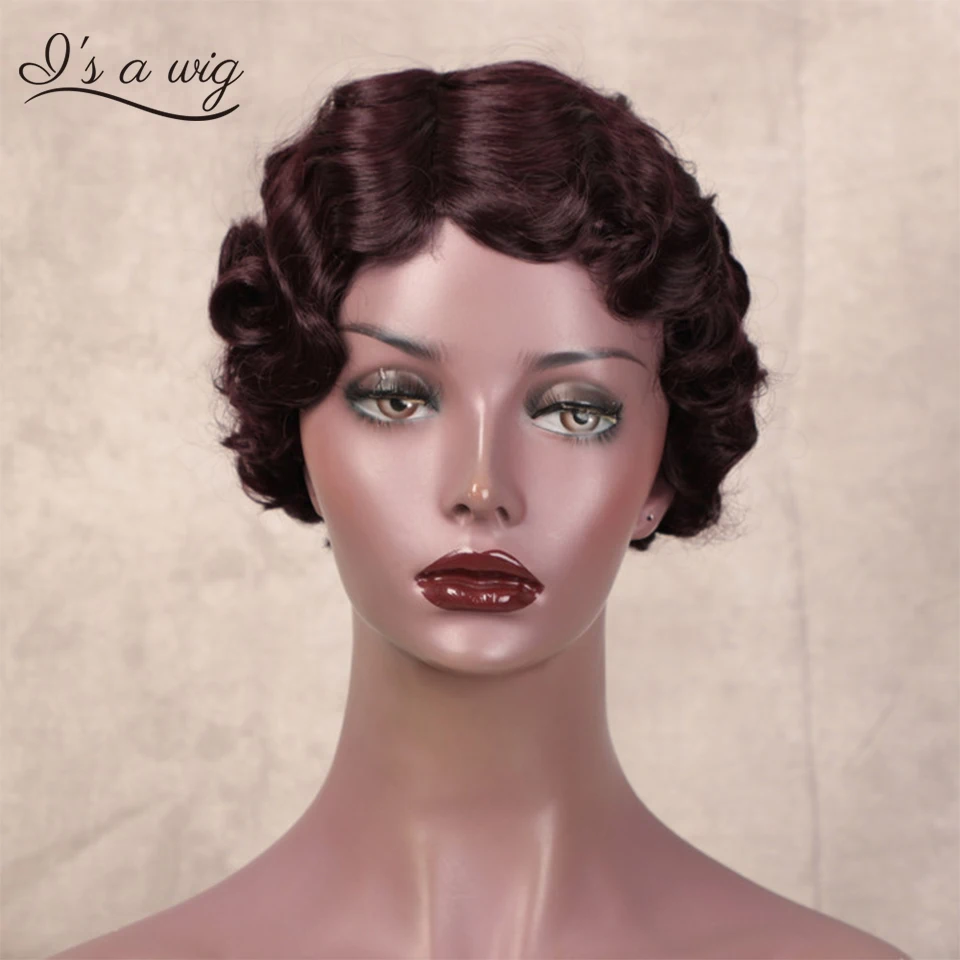 

I's A Wig Short Red Synthetic Wigs for Women Afro Curly Wigs Brown Black Blonde Cosplay Cute Wigs Heat Resistant Fiber