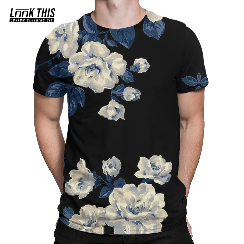 

3D Flowers Print Men T Shirt Casual Harajuku Unisex Party Short Sleeve Cool Tops Men's Oversized T-shirt Summer 2021 New Tees