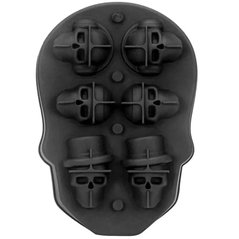 

3D Skull Shape Chocolate Mould DIY Whiskey Wine Cocktail Ice Square Mold 6 Grids Home Use