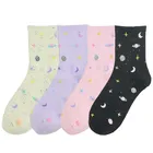 Смешные носки в стиле Харадзюку с изображением планеты, Вселенной, точечной пряжи, японские креативные модные счастливые женские носки с Луной и звездами, симпатичные новые носки