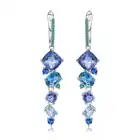 Женские серьги-подвески из серебра 925 пробы с натуральным мистическим кварцем и топазом