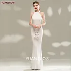 Элегантное Вечернее Платье-Русалка с открытыми плечами и блестками, новинка 2022, Белое Облегающее платье макси для женщин, вечернее платье