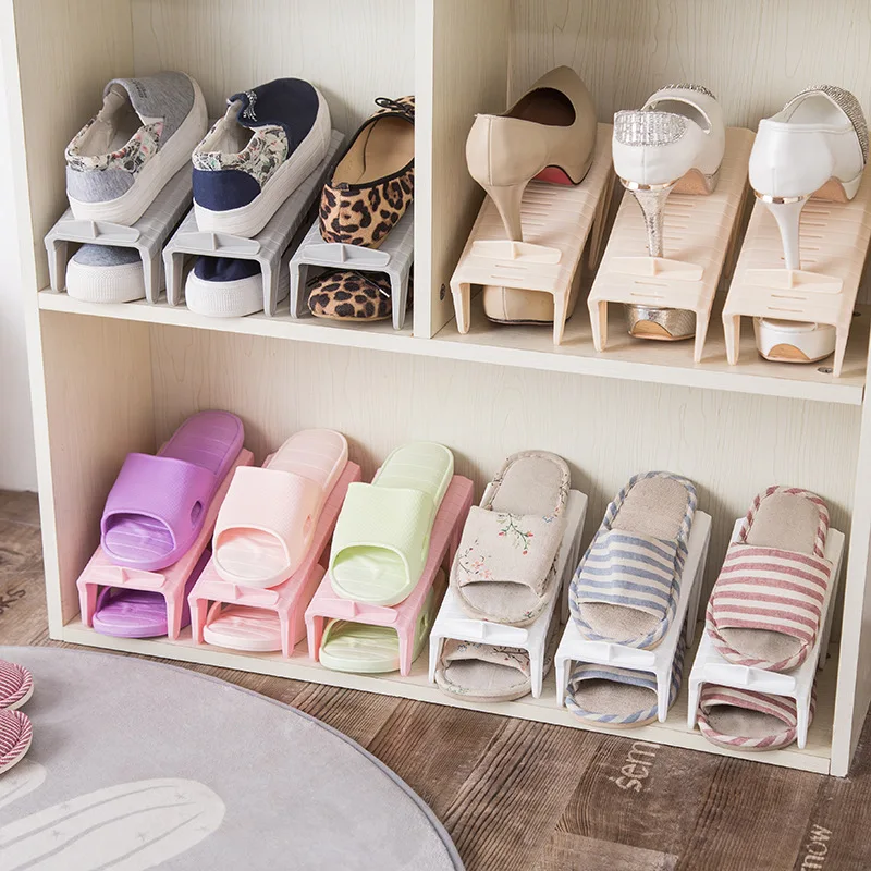 Скандинавская цветная цельная полка для обуви Регулируемая хранения экономит двойное пространство