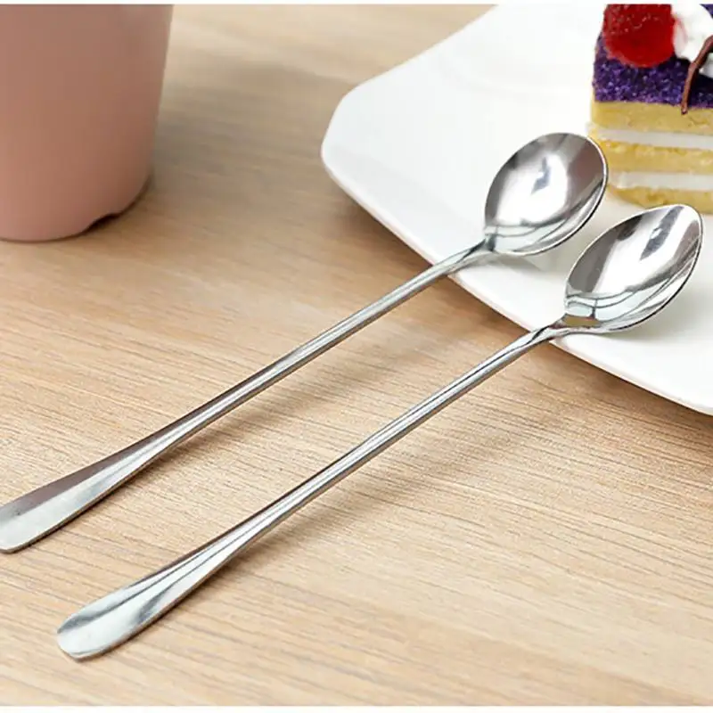 

Long Handled Stainless Steel Coffee Spoon Ice Cream Dessert Tea Spoons Picnics