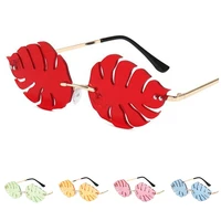 fashion women men rimless sunglasses hollow leaf design sun glases personality eyeglasses masquerade spectacles