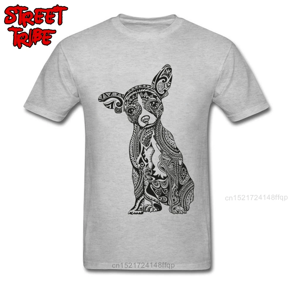 

T-shirt Men Grey T Shirt Polynesian Chihuahua Tops Tees Prevalent O-Neck Casual Cotton Tshirts Geek Sweatshirts Drop Shipping