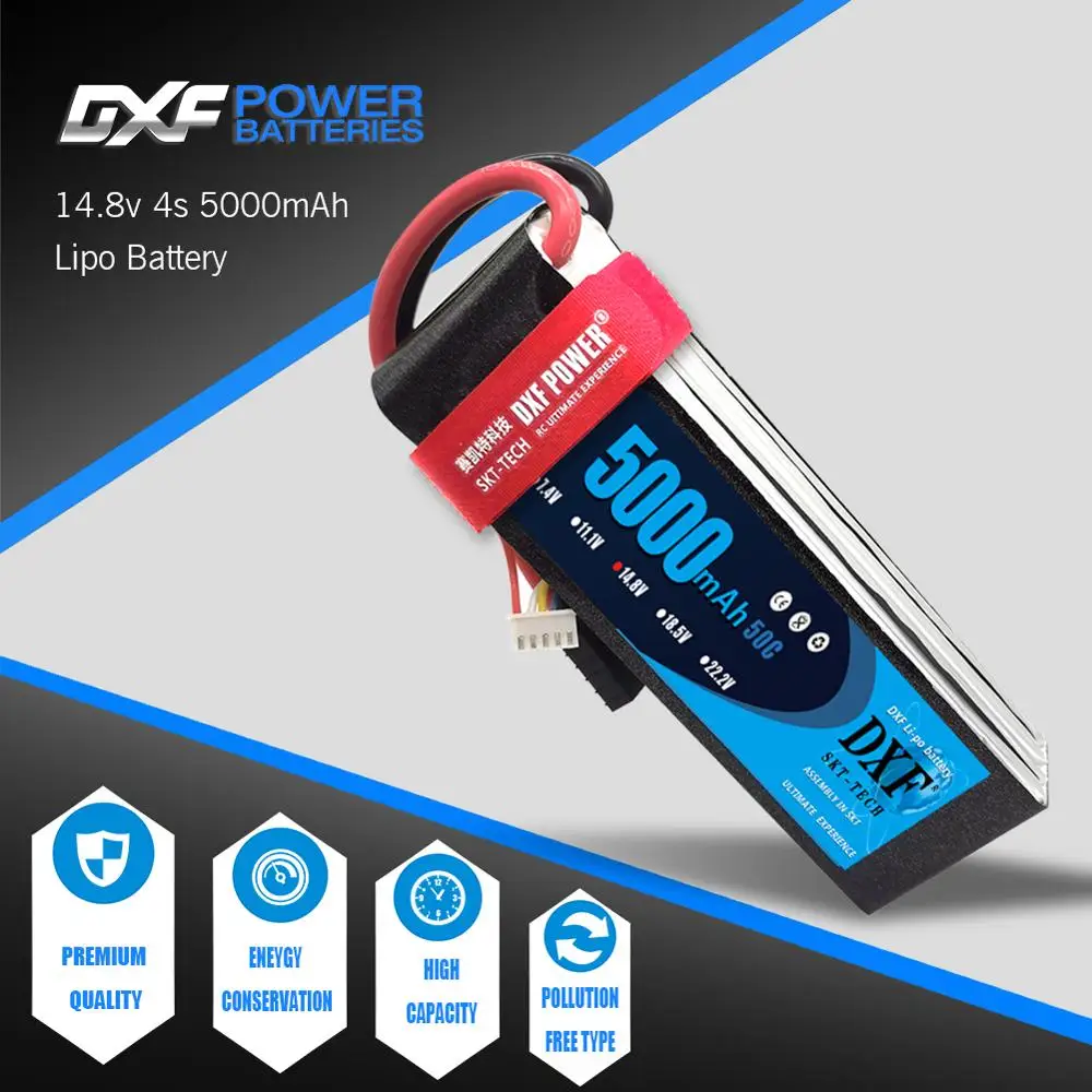 Литий полимерный аккумулятор DXF батарейный блок KCRTEK RC 14 8 В 50 ° c 5000 мАч для